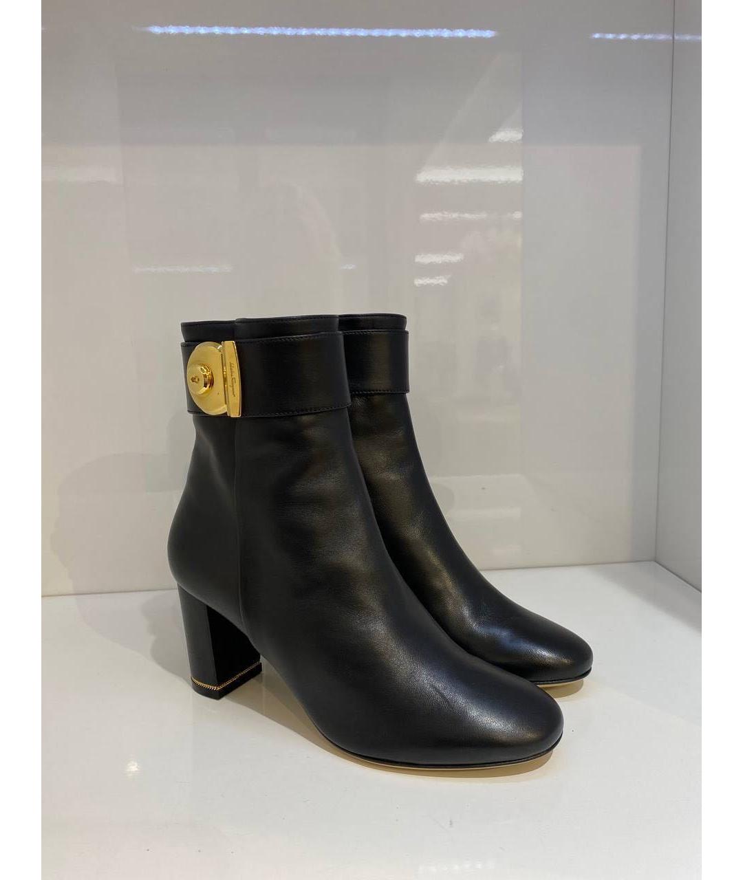 FERRAGAMO Черные кожаные ботинки, фото 4