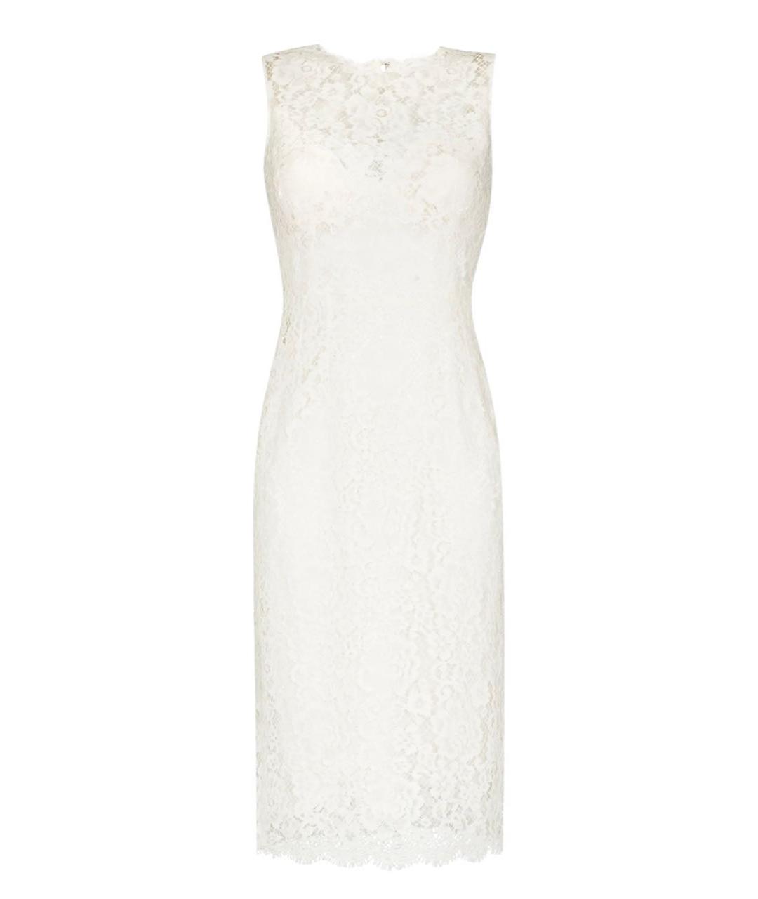 DOLCE&GABBANA Белое кружевное коктейльное платье, фото 1