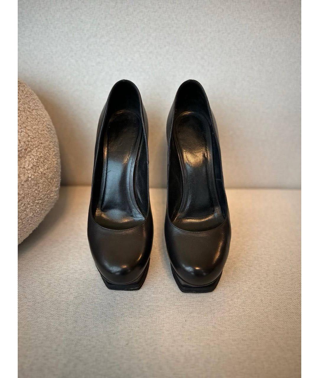 SAINT LAURENT Черные кожаные туфли, фото 2