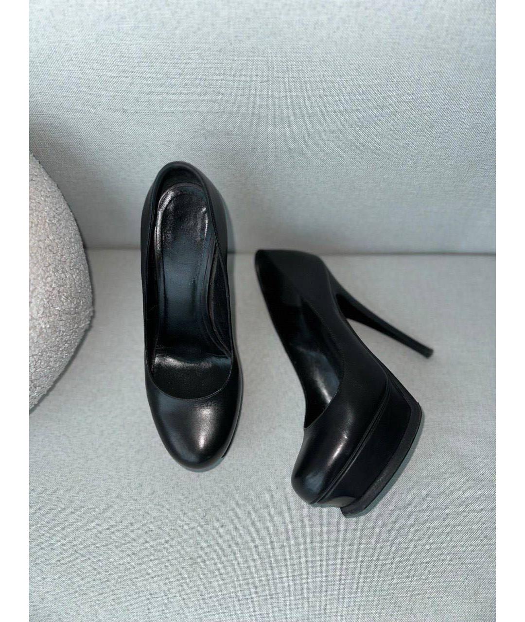 SAINT LAURENT Черные кожаные туфли, фото 6