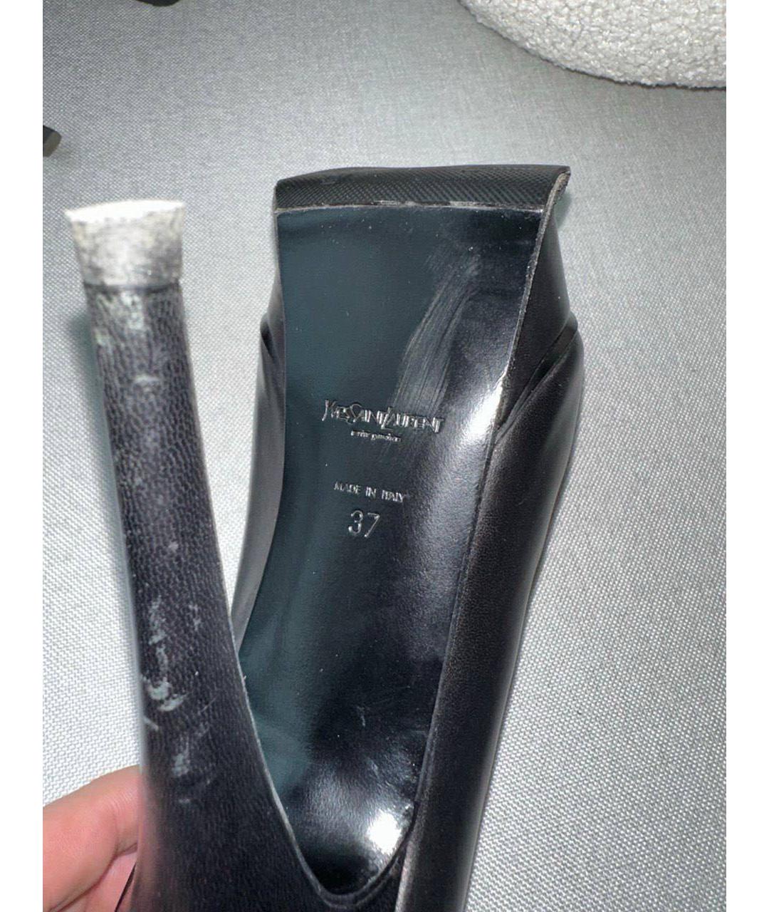SAINT LAURENT Черные кожаные туфли, фото 4