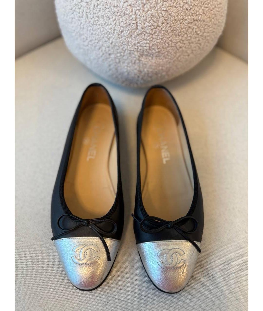 CHANEL Черные кожаные балетки, фото 2