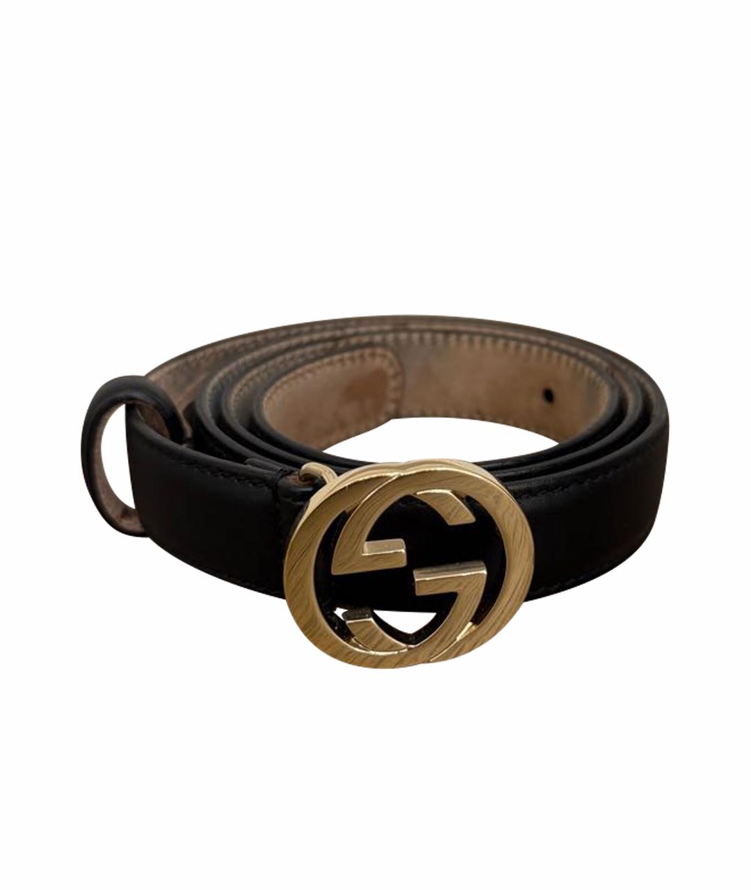 GUCCI Черный кожаный ремень, фото 1