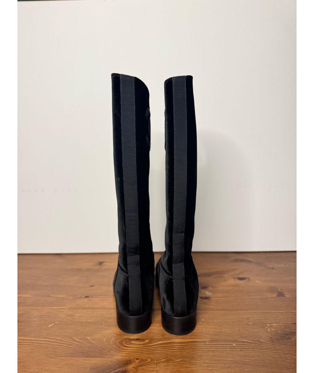 CHANEL Черные бархатные сапоги, фото 4