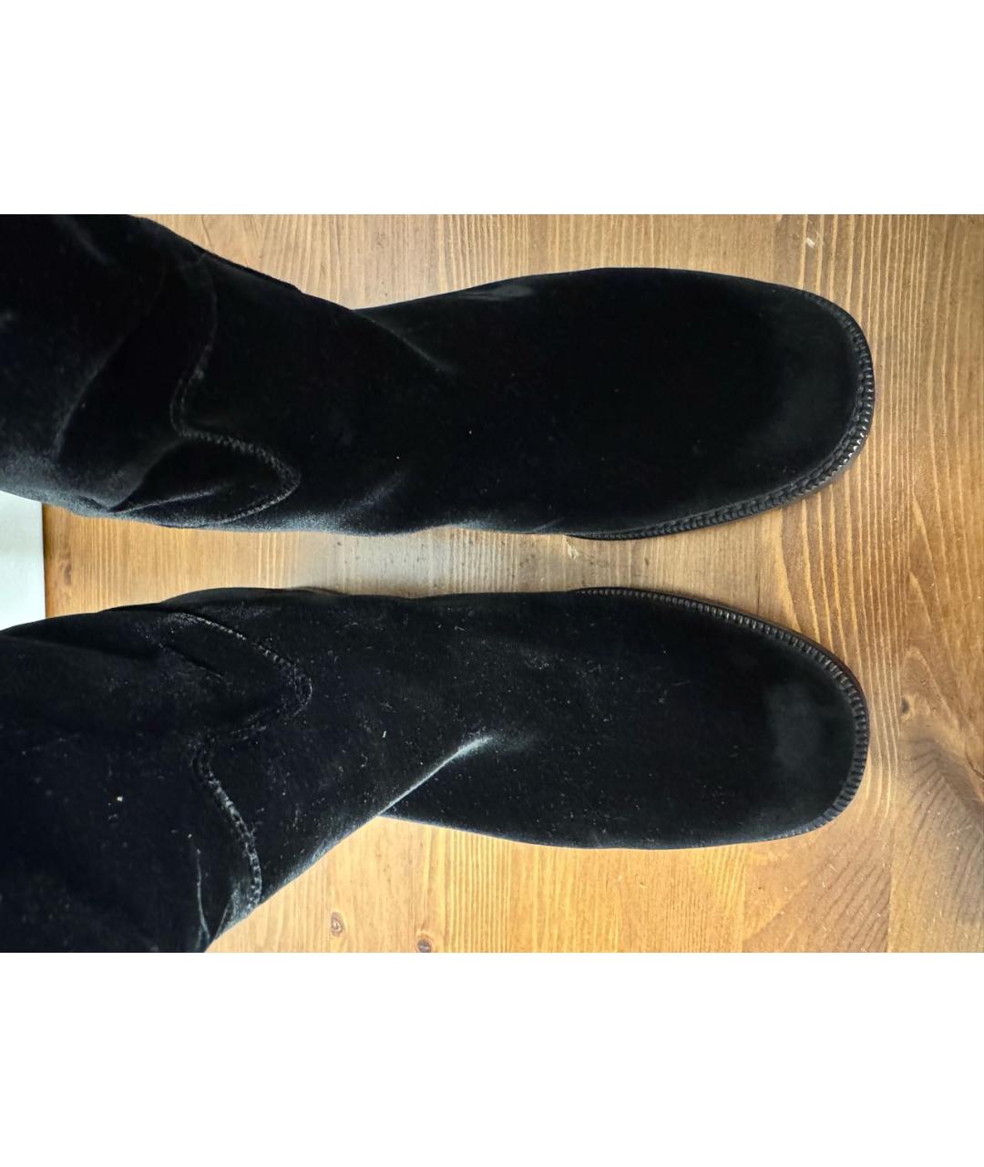 CHANEL Черные бархатные сапоги, фото 3