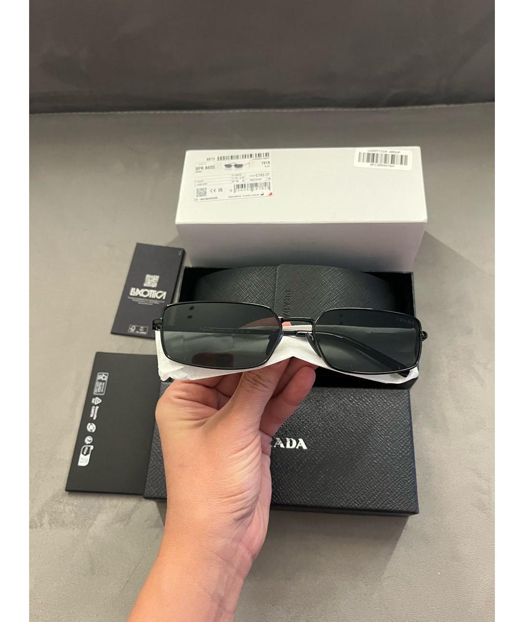 PRADA Черные металлические солнцезащитные очки, фото 4