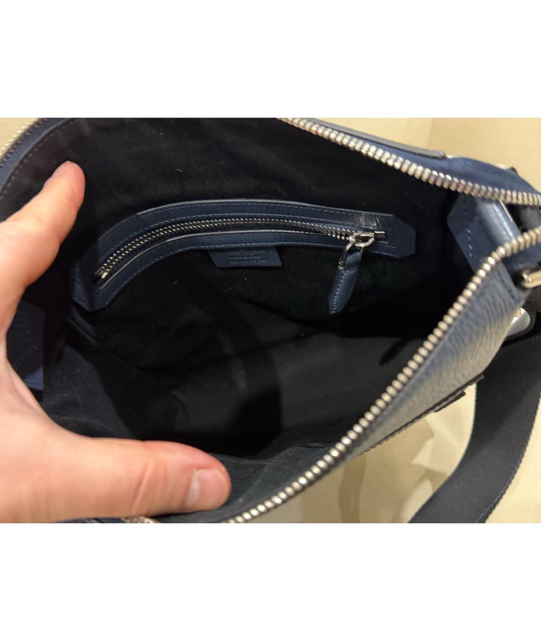 FERRAGAMO Синяя кожаная сумка на плечо, фото 4