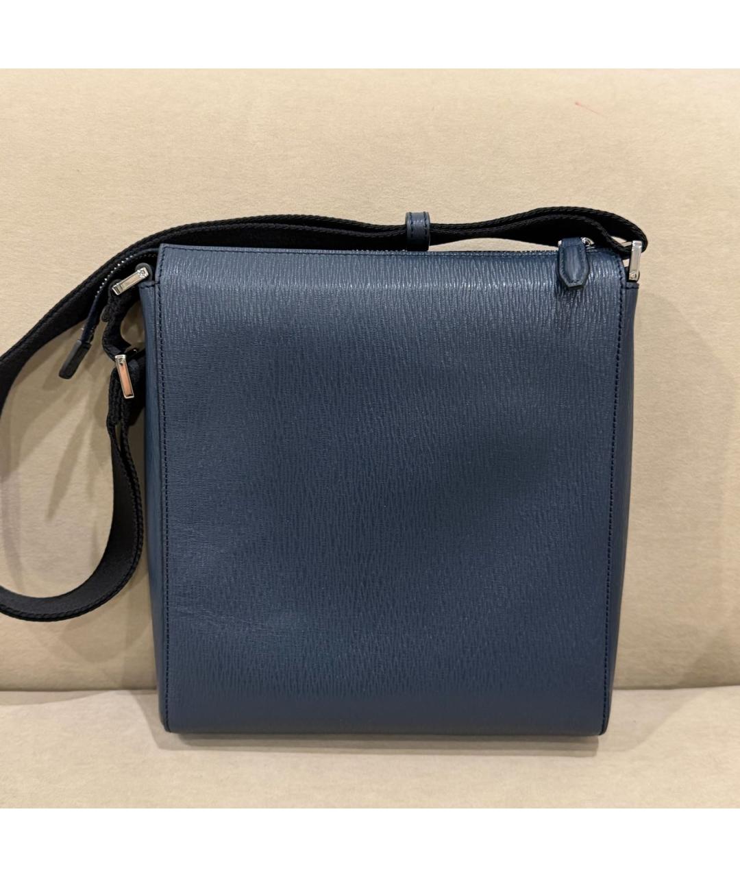 FERRAGAMO Синяя кожаная сумка на плечо, фото 3