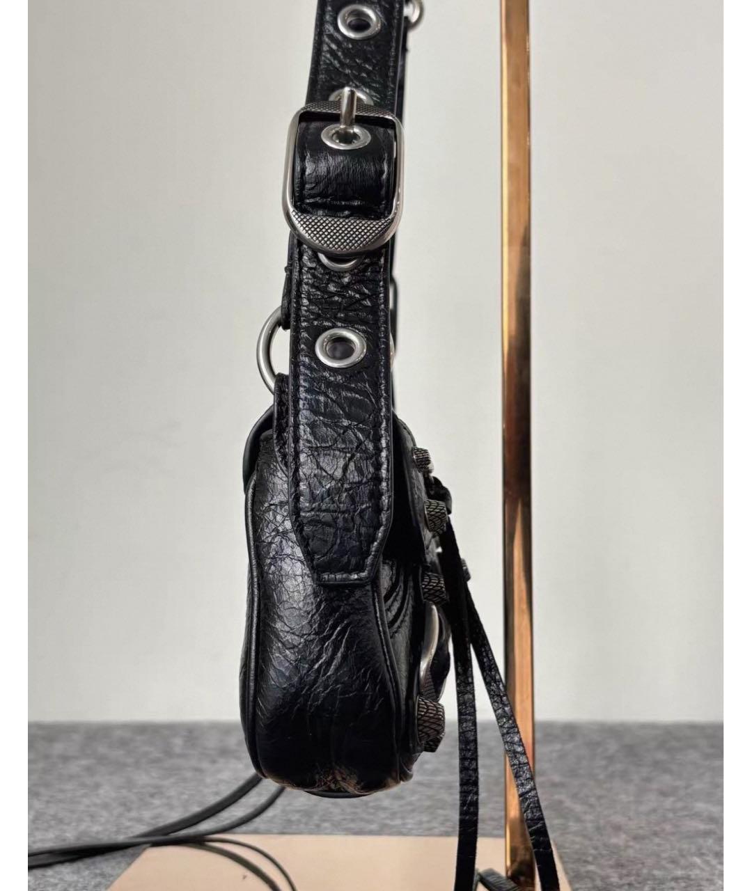 BALENCIAGA Черная кожаная сумка с короткими ручками, фото 5