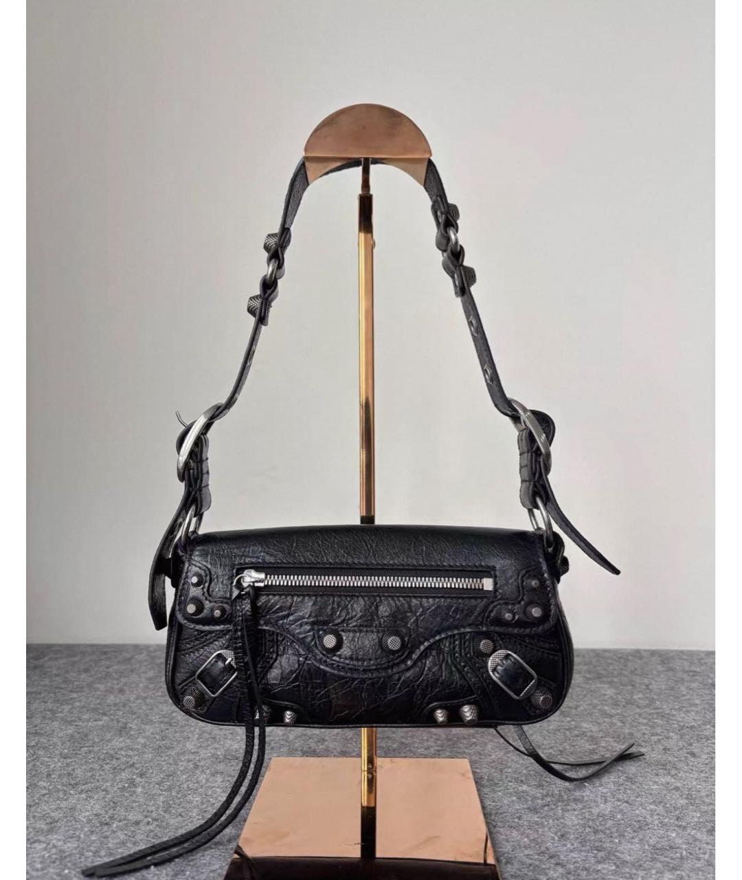 BALENCIAGA Черная кожаная сумка с короткими ручками, фото 2