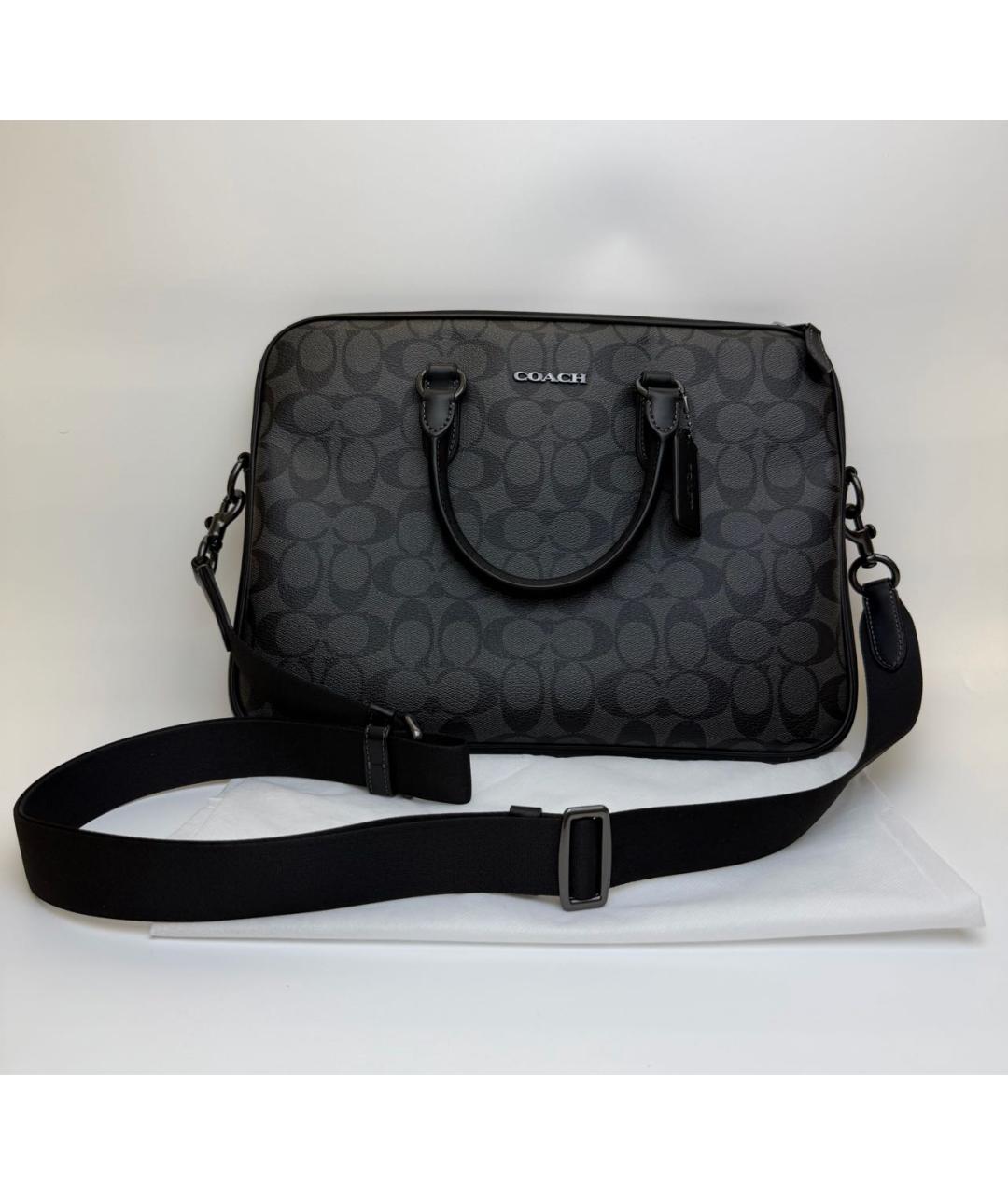 COACH Черная сумка на плечо из искусственной кожи, фото 2