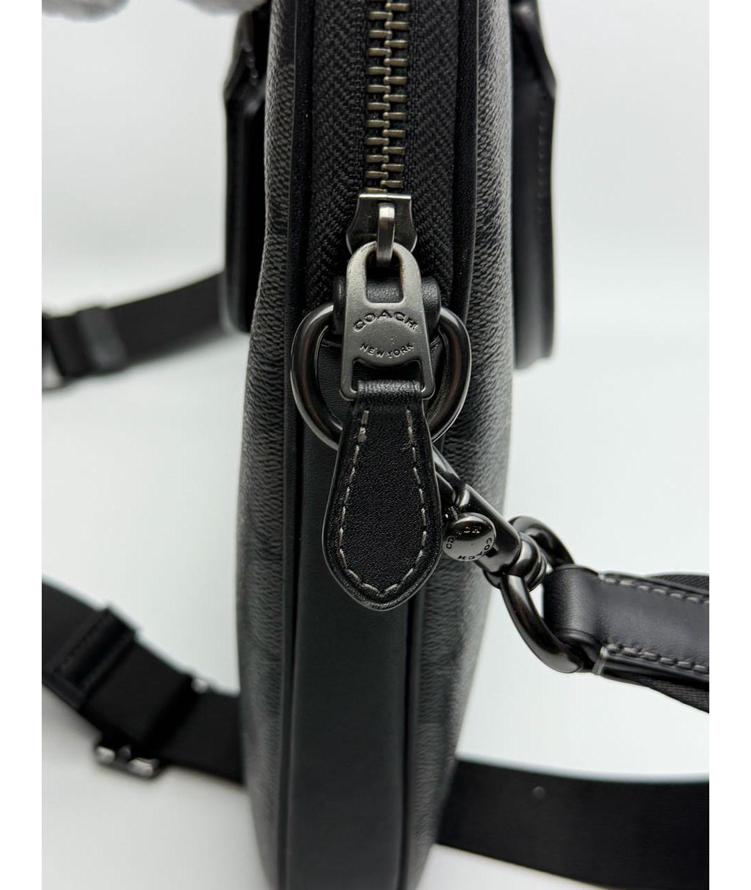 COACH Черная сумка на плечо из искусственной кожи, фото 5