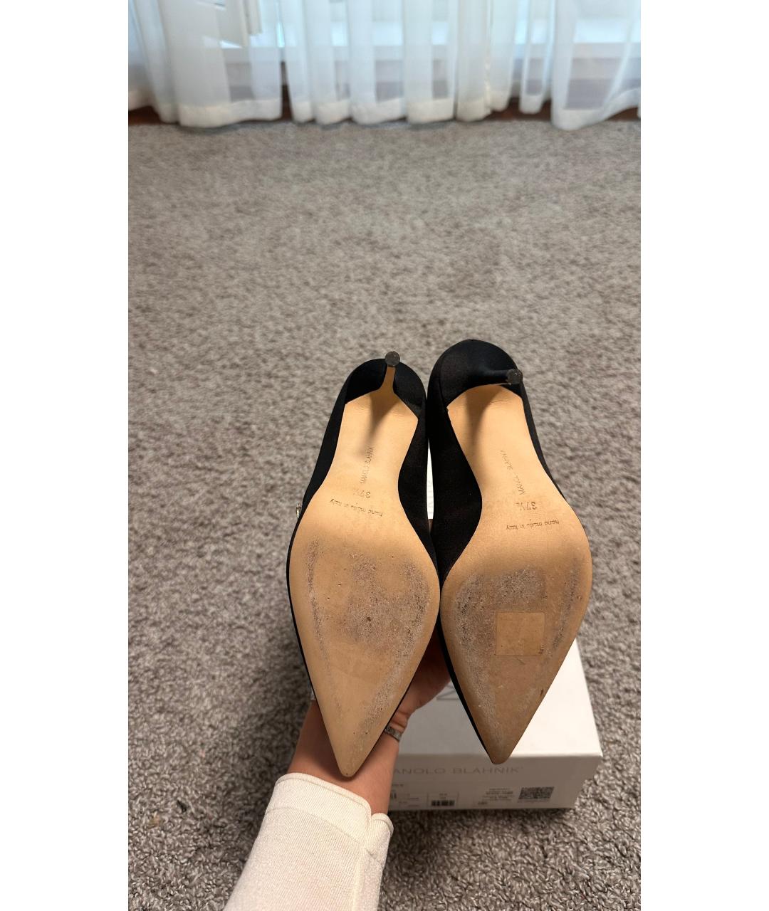 MANOLO BLAHNIK Черные текстильные туфли, фото 3