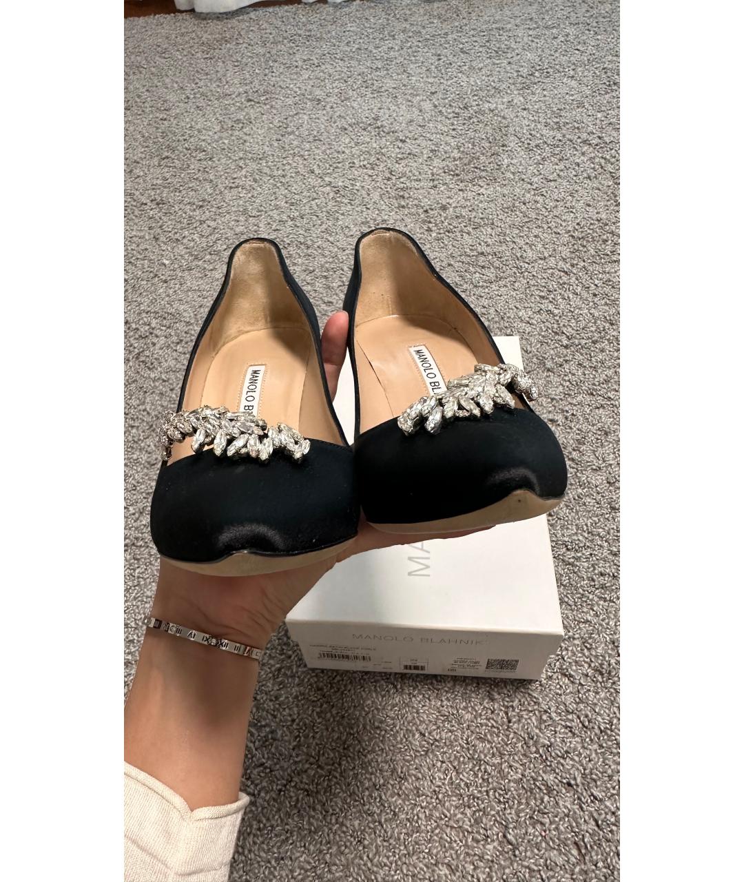 MANOLO BLAHNIK Черные текстильные туфли, фото 4