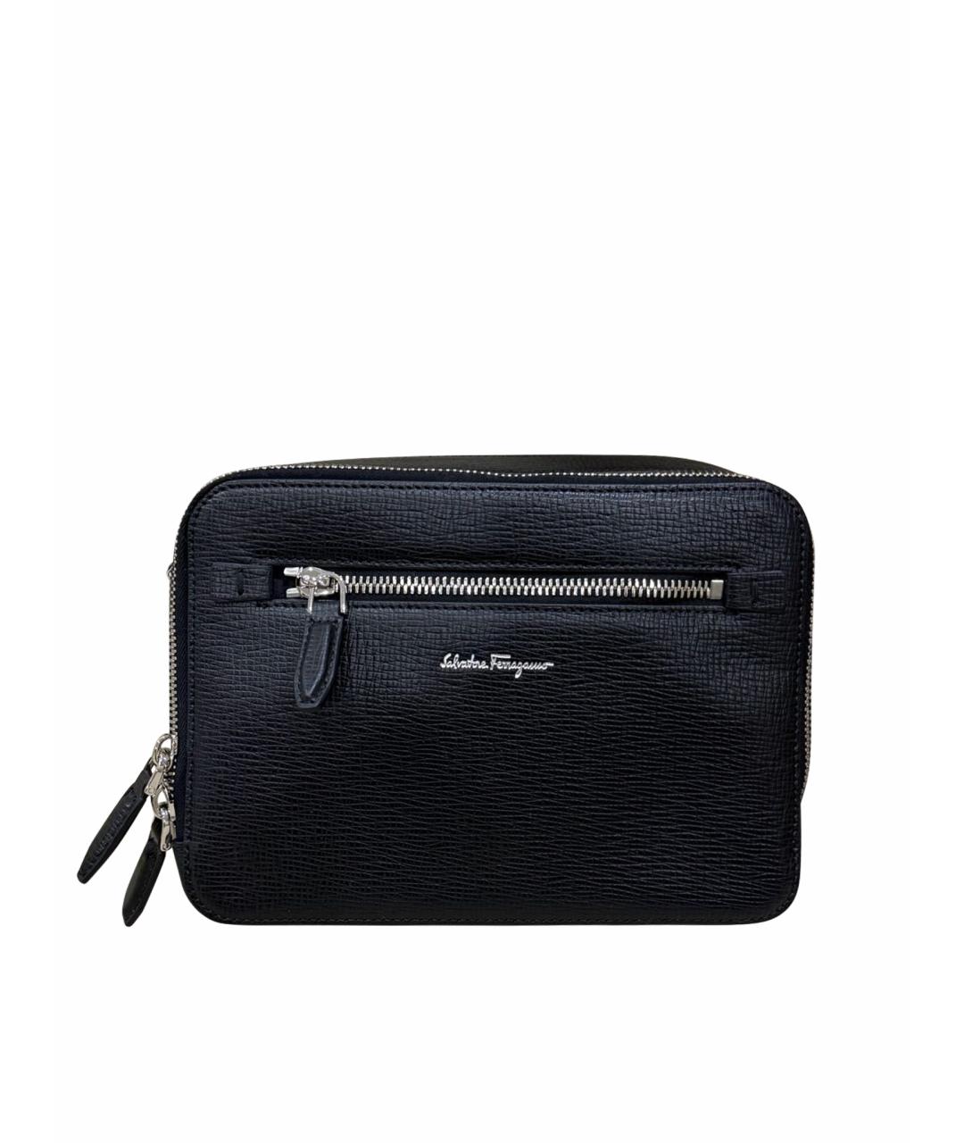 FERRAGAMO Черная кожаная сумка на плечо, фото 1