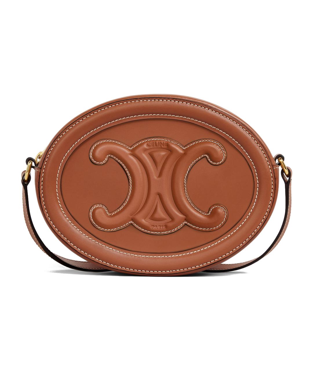 CELINE Коричневая кожаная сумка через плечо, фото 1