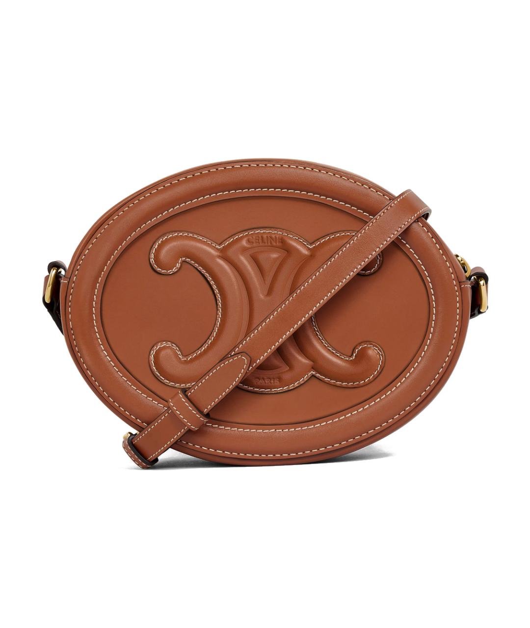 CELINE Коричневая кожаная сумка через плечо, фото 2