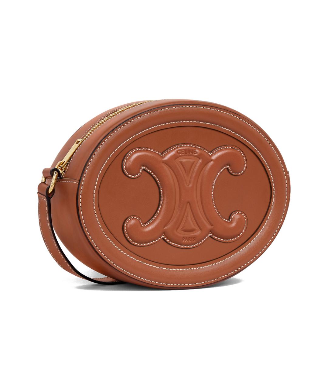 CELINE Коричневая кожаная сумка через плечо, фото 3