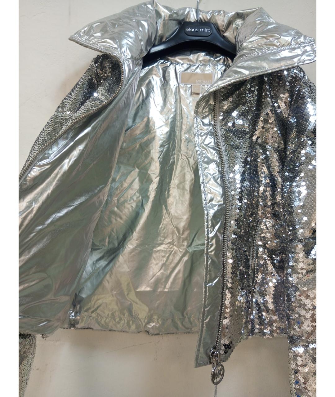 MICHAEL MICHAEL KORS Серебрянный полиамидовый пуховик, фото 7