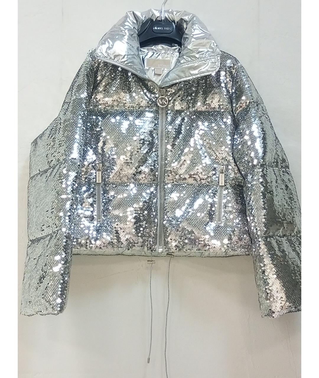 MICHAEL MICHAEL KORS Серебрянный полиамидовый пуховик, фото 8