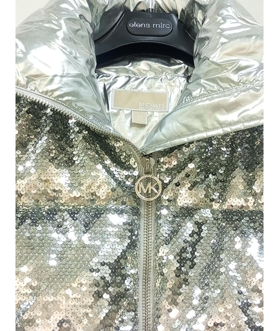MICHAEL MICHAEL KORS Серебрянный полиамидовый пуховик, фото 3