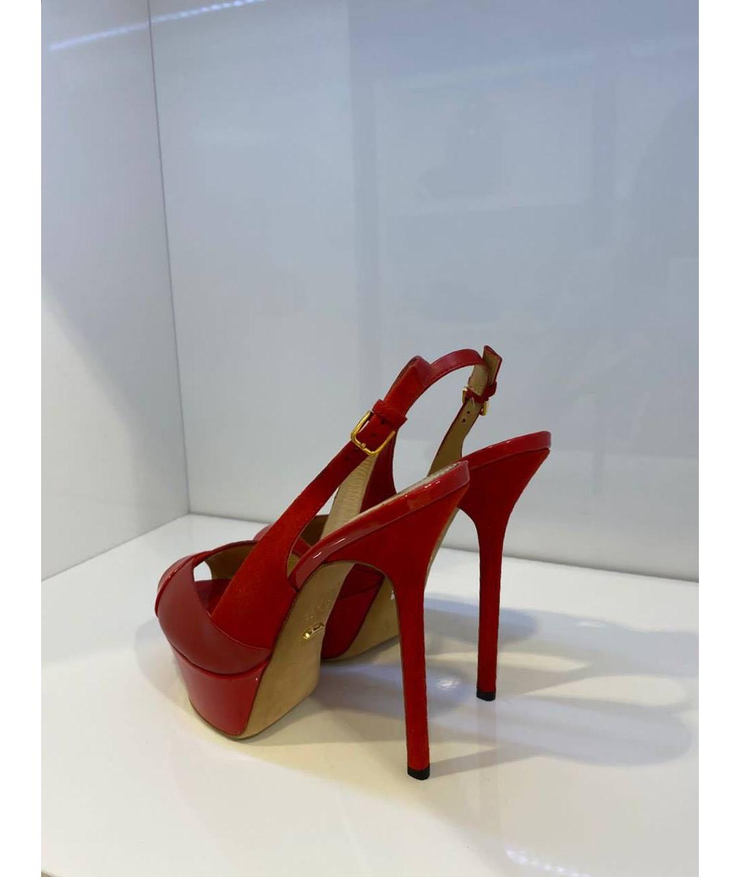 SERGIO ROSSI Красные кожаные босоножки, фото 3