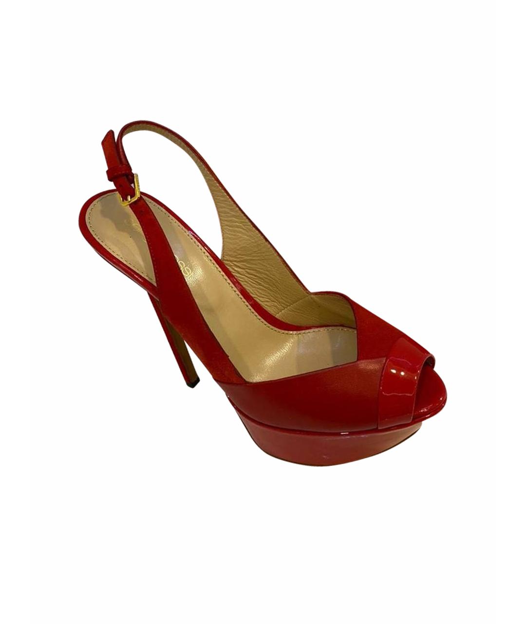 SERGIO ROSSI Красные кожаные босоножки, фото 1