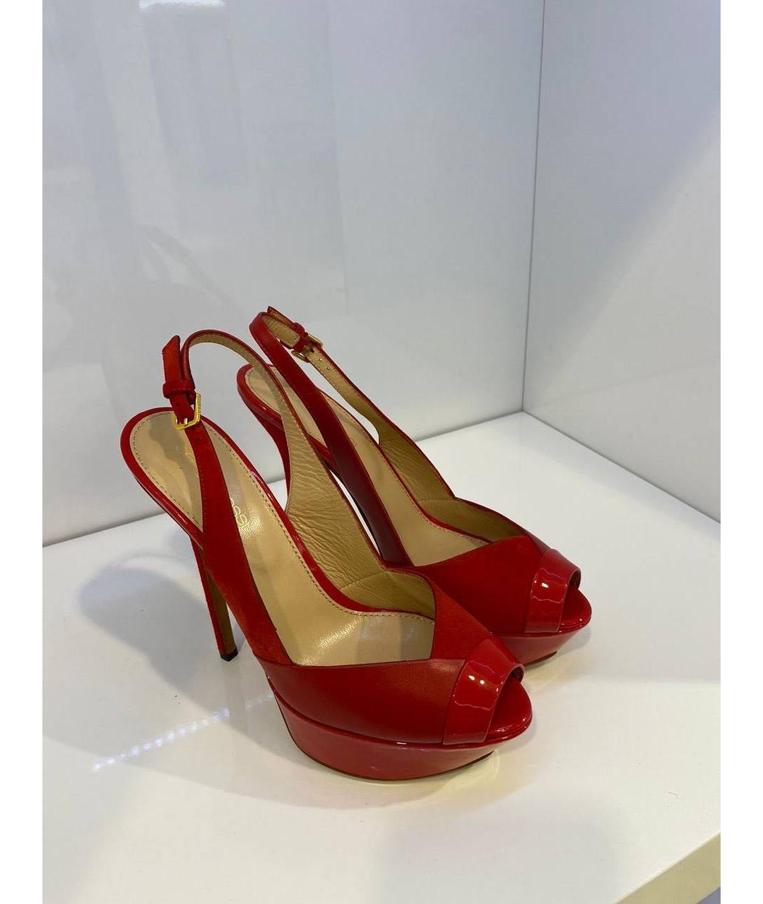 SERGIO ROSSI Красные кожаные босоножки, фото 4