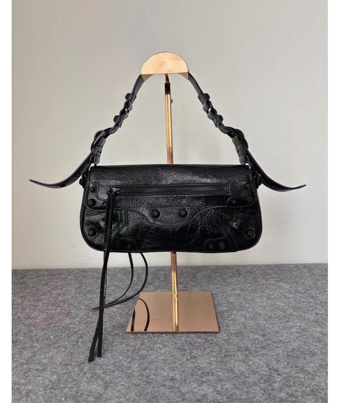 BALENCIAGA Черная кожаная сумка с короткими ручками, фото 2