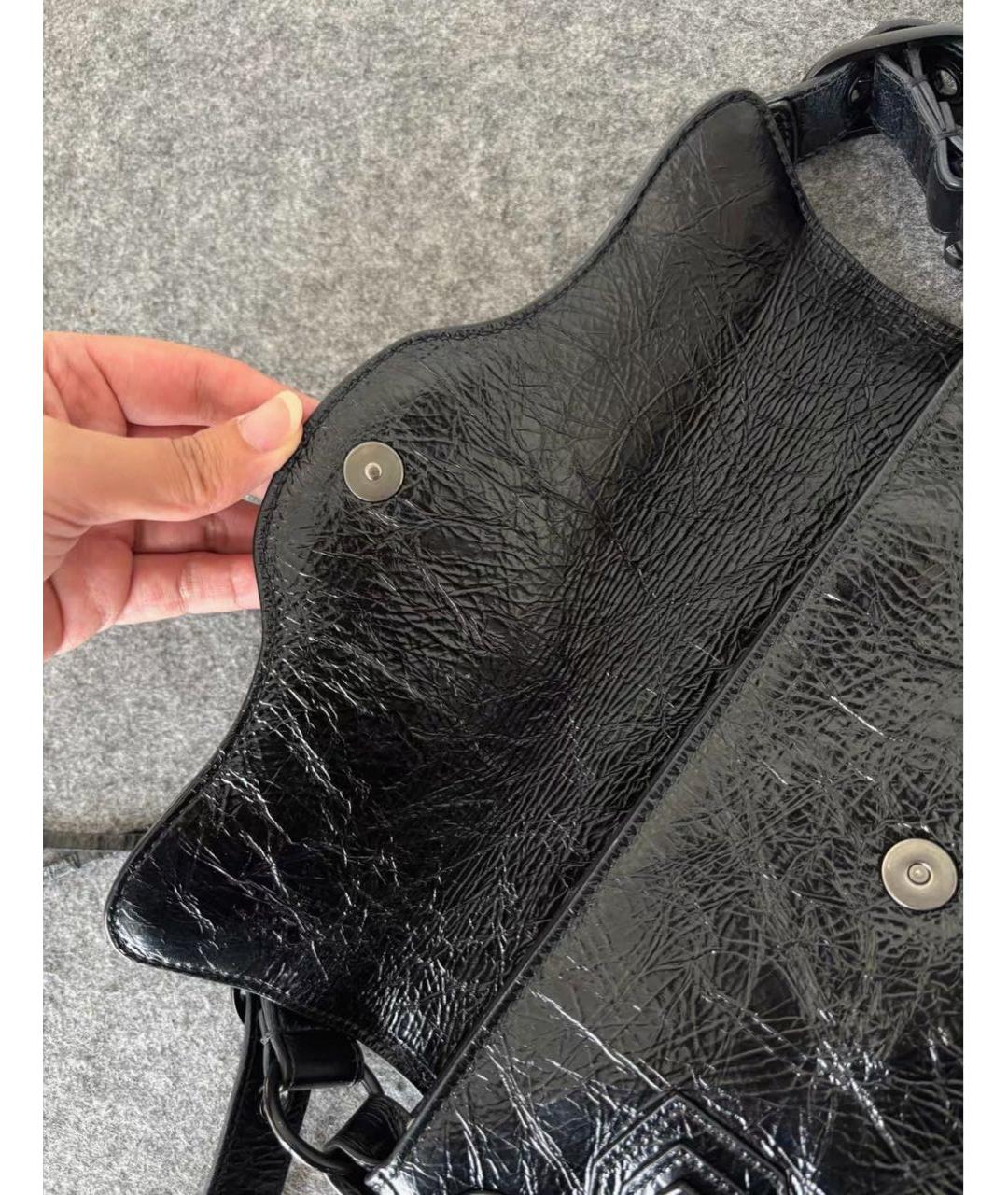 BALENCIAGA Черная кожаная сумка с короткими ручками, фото 4