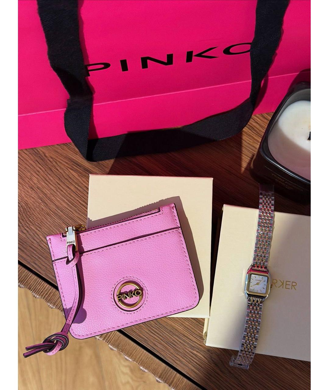 PINKO Розовый кожаный кардхолдер, фото 2