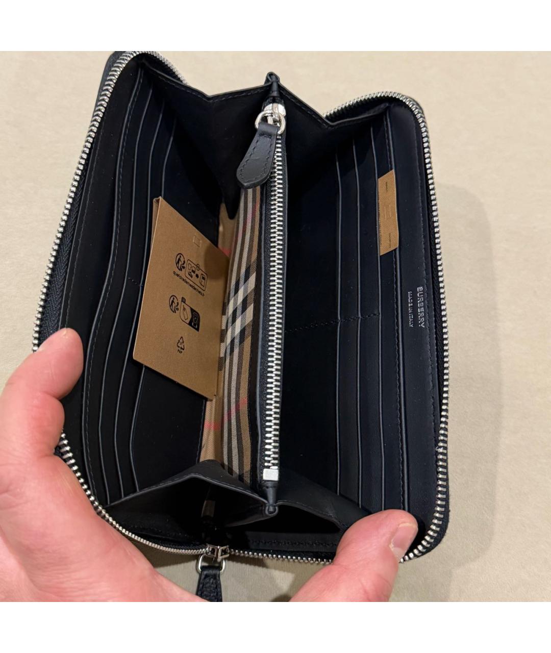 BURBERRY Черный кожаный кошелек, фото 3