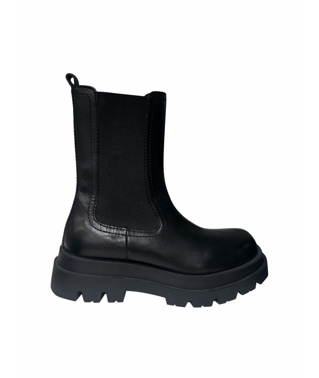 TWIN-SET Черные кожаные ботильоны, фото 1