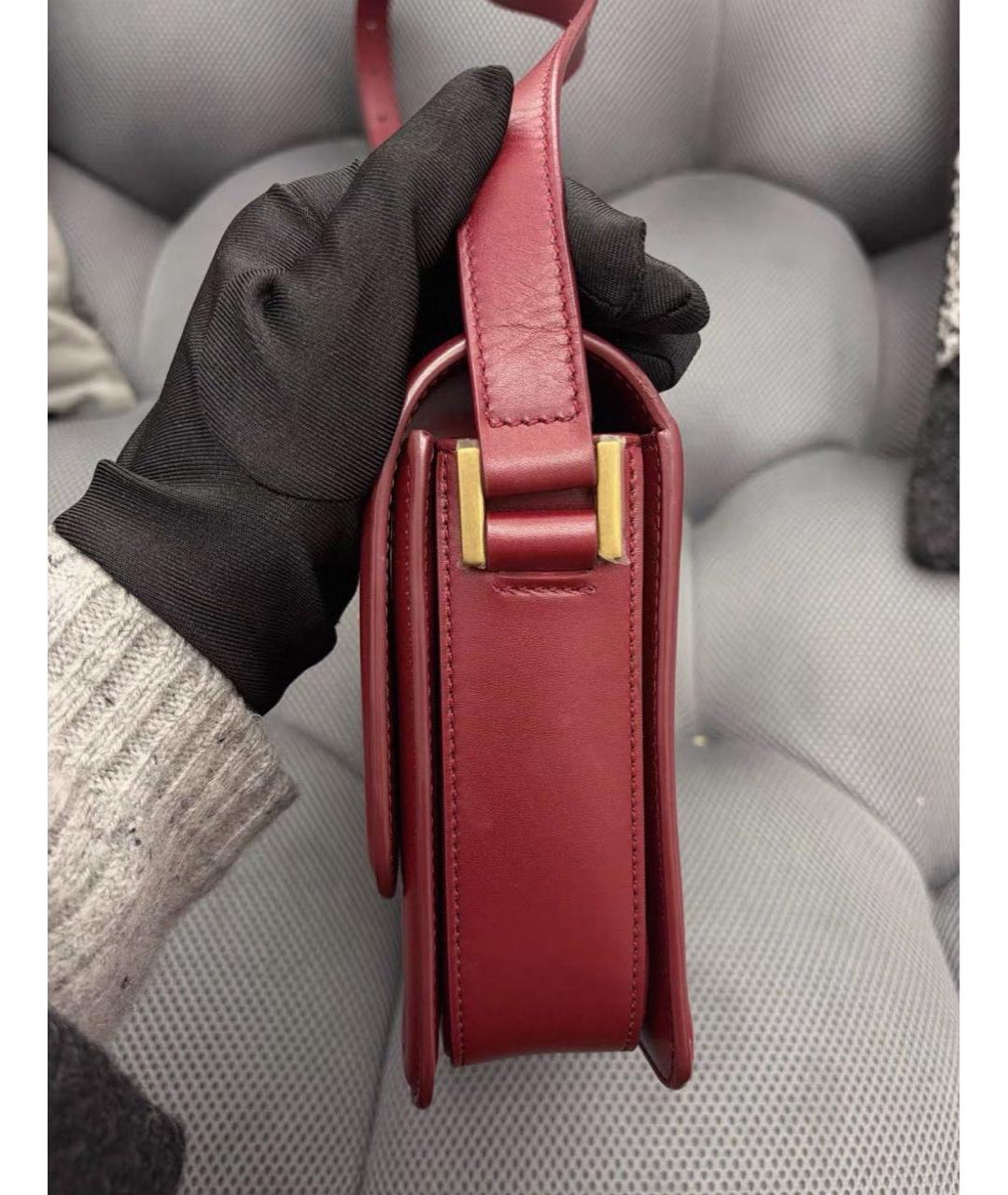 SAINT LAURENT Бордовая кожаная сумка через плечо, фото 8