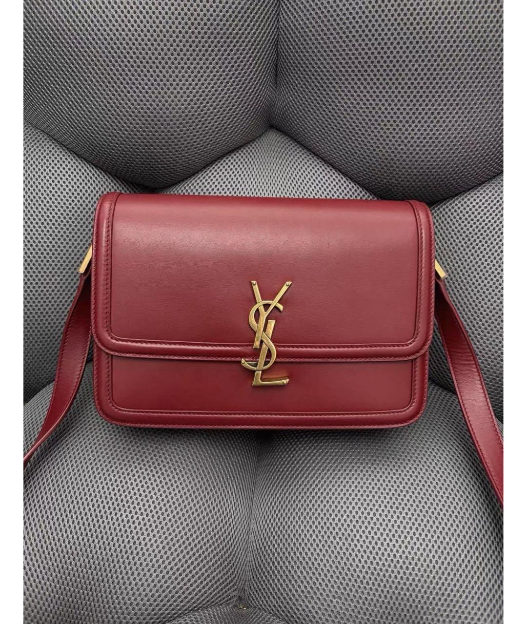 SAINT LAURENT Бордовая кожаная сумка через плечо, фото 2