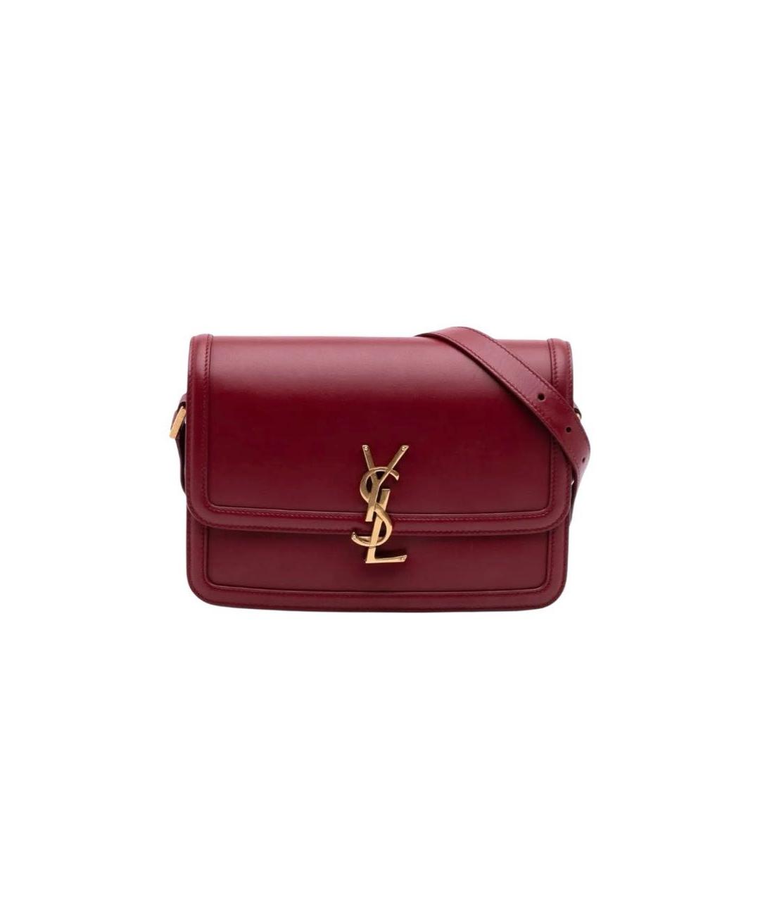 SAINT LAURENT Бордовая кожаная сумка через плечо, фото 9