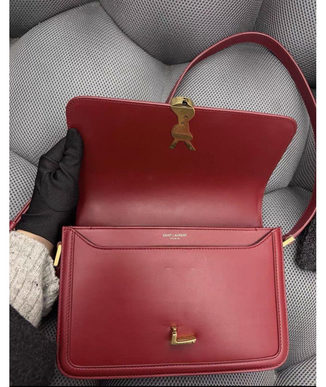 SAINT LAURENT Бордовая кожаная сумка через плечо, фото 4