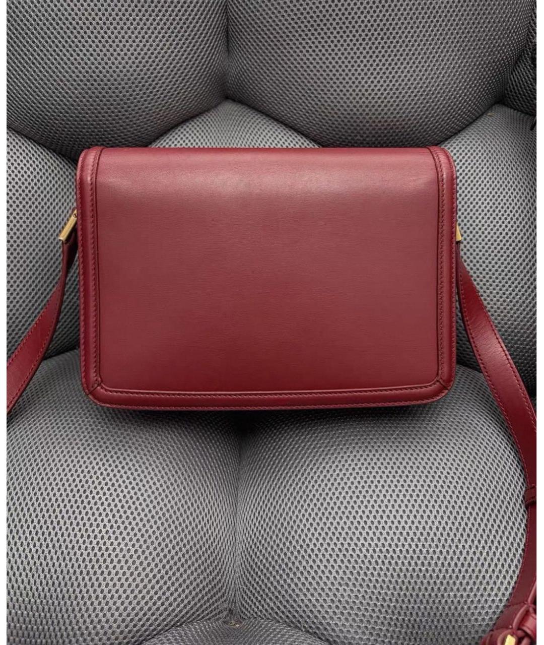 SAINT LAURENT Бордовая кожаная сумка через плечо, фото 3