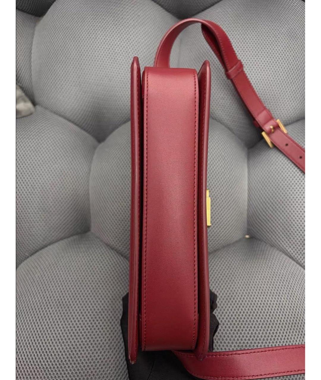 SAINT LAURENT Бордовая кожаная сумка через плечо, фото 6