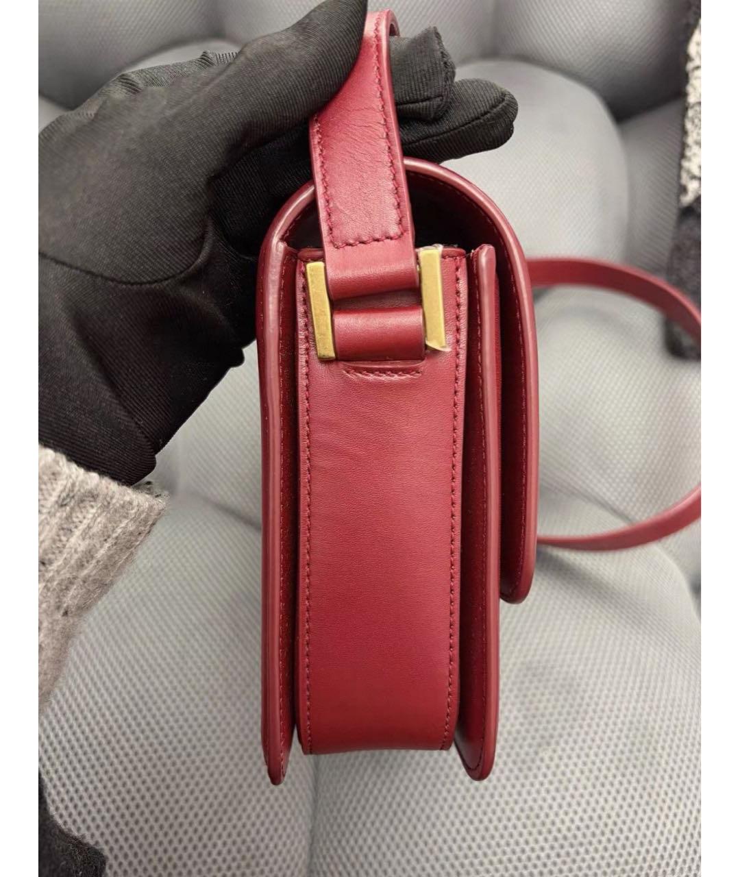 SAINT LAURENT Бордовая кожаная сумка через плечо, фото 7