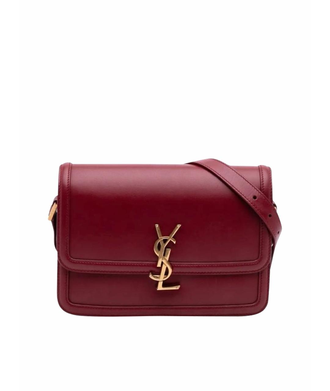 SAINT LAURENT Бордовая кожаная сумка через плечо, фото 1