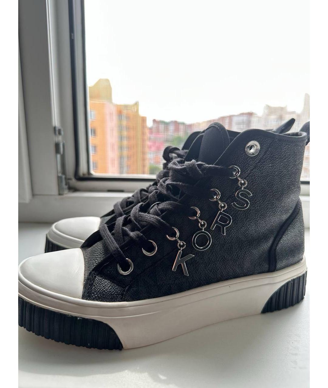 MICHAEL KORS Антрацитовые кеды из искусственной кожи, фото 3