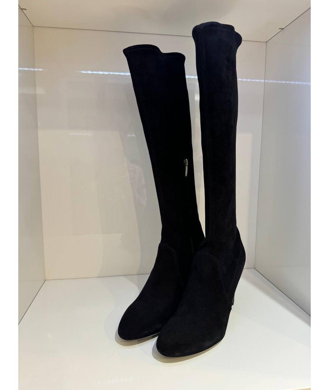 SERGIO ROSSI Черные замшевые сапоги, фото 2