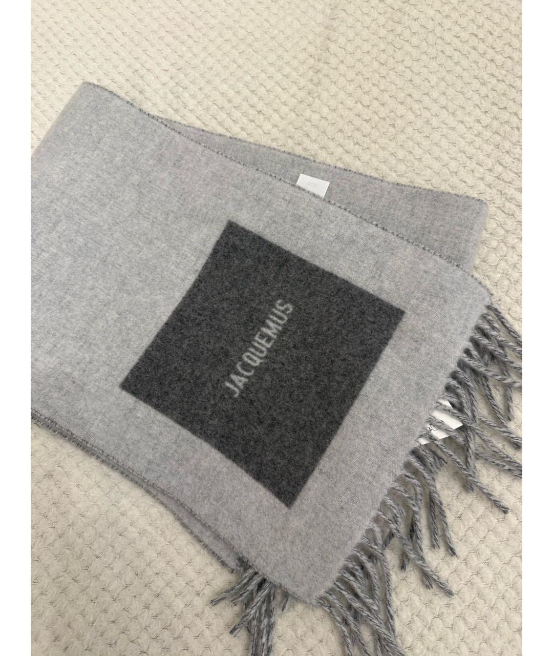 JACQUEMUS Серый шерстяной шарф, фото 5