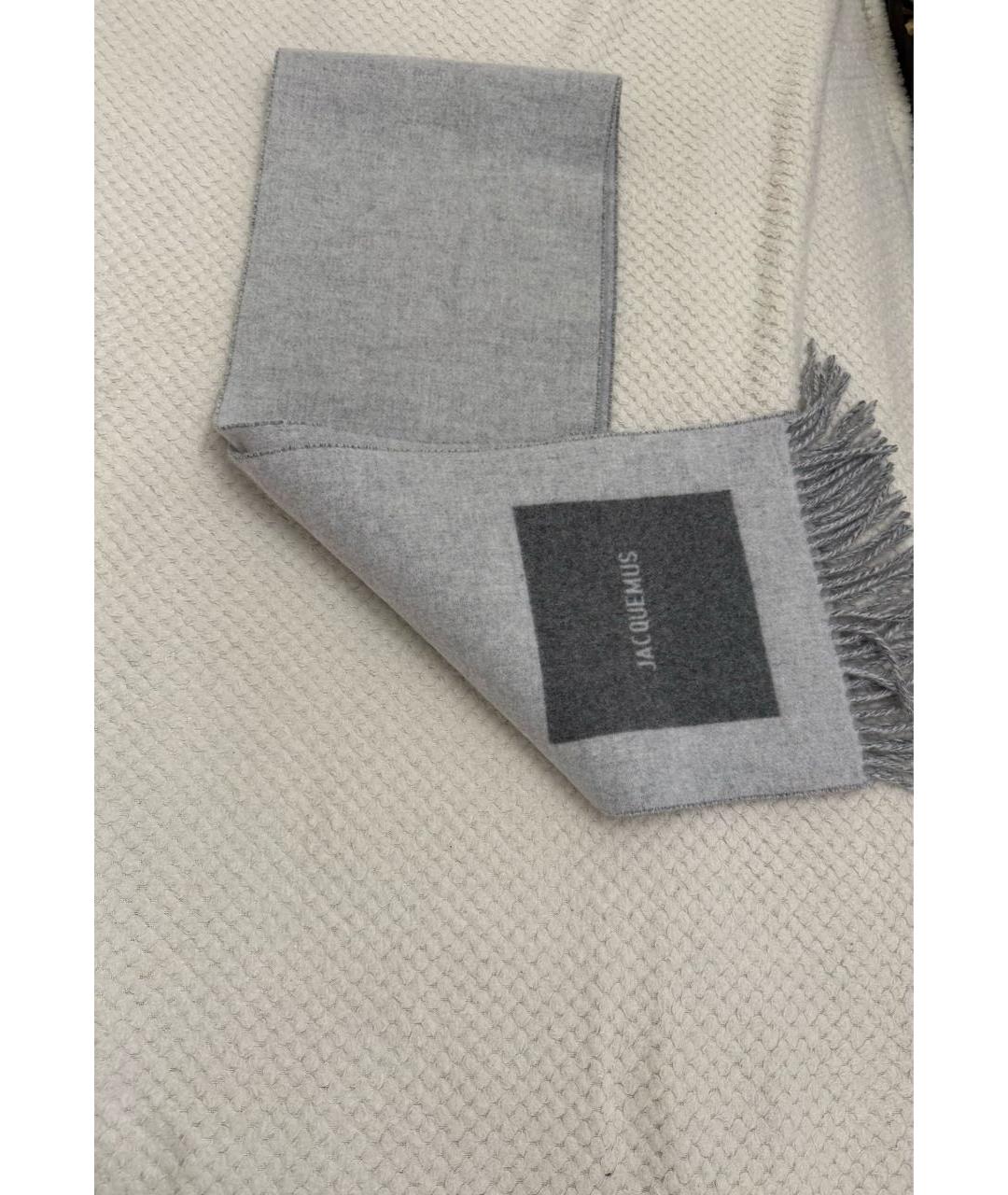 JACQUEMUS Серый шерстяной шарф, фото 8