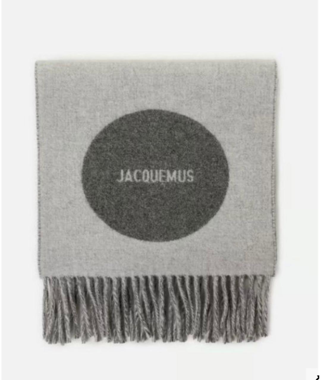 JACQUEMUS Серый шерстяной шарф, фото 9