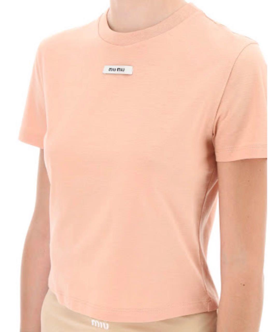 MIU MIU Розовая хлопковая футболка, фото 7