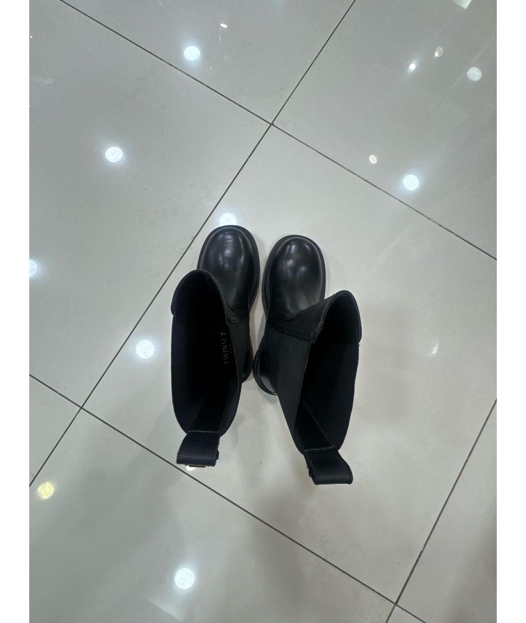 TWIN-SET Черные кожаные ботинки, фото 3