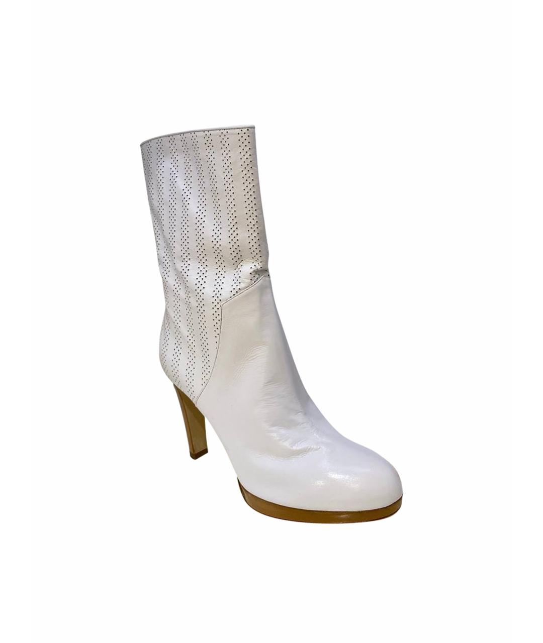 SERGIO ROSSI Белые кожаные ботинки, фото 1