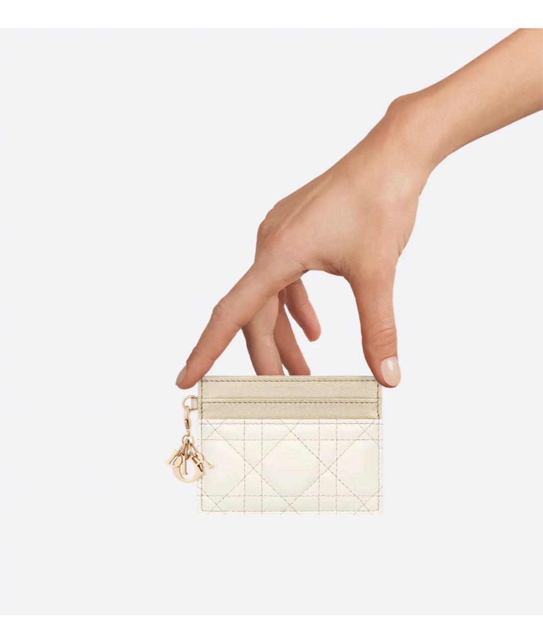 CHRISTIAN DIOR Бежевый кожаный кардхолдер, фото 3